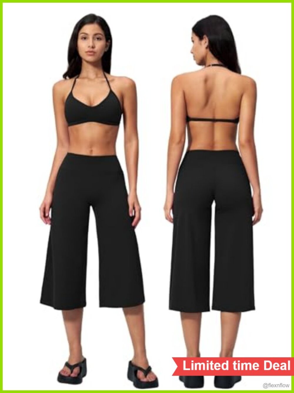 Spaghetti Strap Crop Tank & Capri Wide Leg Yoga Set 2 Piece